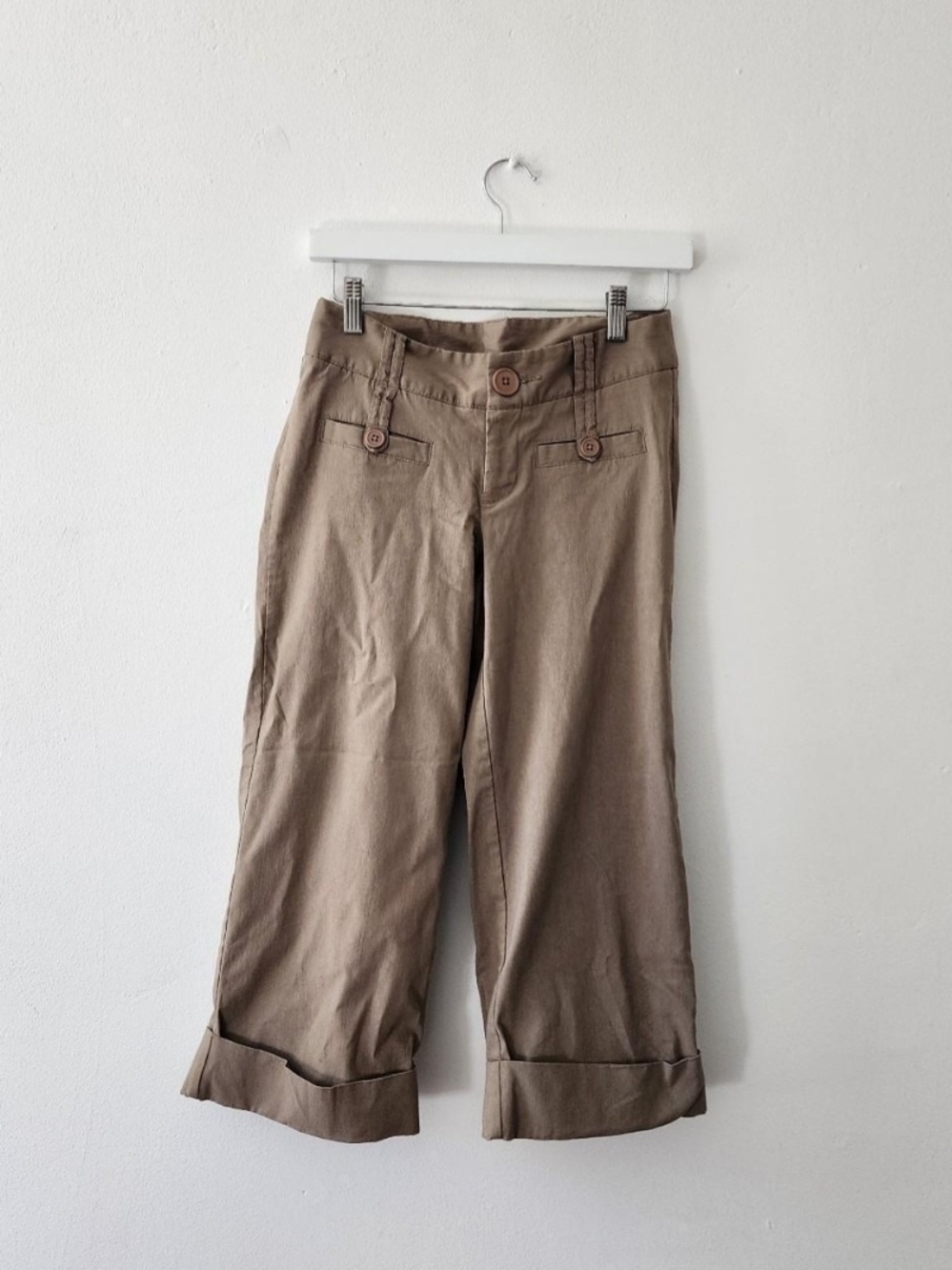Ellemenno | Tan Cropped Cuffed Pants
